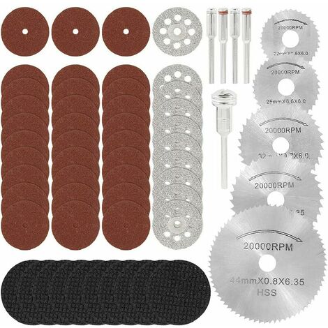 60Pcs Mini Diamond Cutting Disc, HSS Mini Circular Saw Blade, Resin Mini Cutting Disc, Rotary Tool Accessories for Metal, Stone, Plastic, Wood