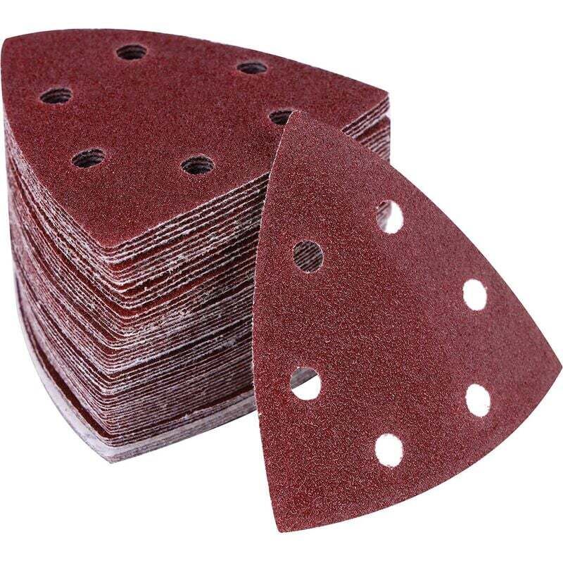 60pcs Papier Abrasif pour Ponceuse Triangulaire, 6 Trous Papier Poncage