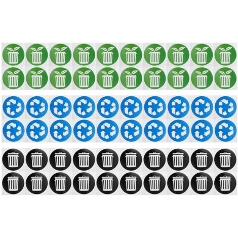 60Pcs/Set Circular Garbage Collection Identification Recycle Decal Dustbin Sticker