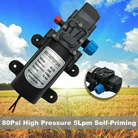 60W 12V 80Psi Eau Pompe Micropompe Haute Pression 5L/m Autoamorçant Caravane Camping Bateau à membrane