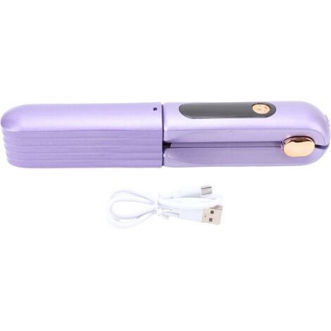 60W Cordless Hair Straightener Brush 2 in 1 Portable Hot Brush Straightening Comb with Dust Cover 3500mAh Digital Display Purple