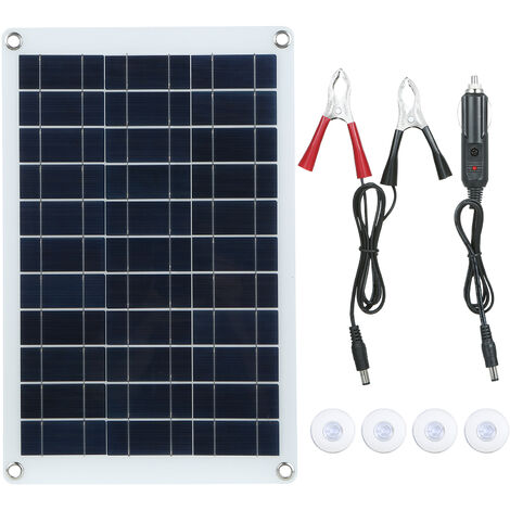 60W hocheffizientes polykristallines Solarmodul-Set DC5/18 V IP65 wasserdicht mit 1 DC-Krokodilklemme Ausgangskabel / 1 Autoladegerät Tragbar ohne Rahmen