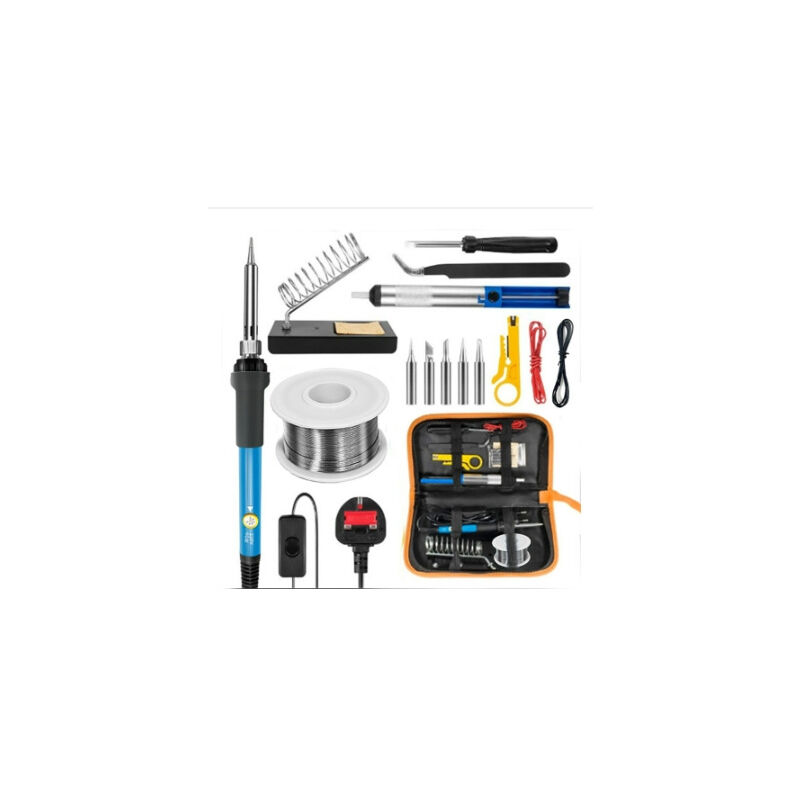 60W Kit de Fer a Soudure 15 PCS, Fer à Souder Etain de Précision, Temperature Réglable 200450℃.