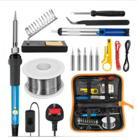 60W Kit de Fer a Soudure 15 PCS, Fer à Souder Etain de Précision, Temperature Réglable 200450℃.