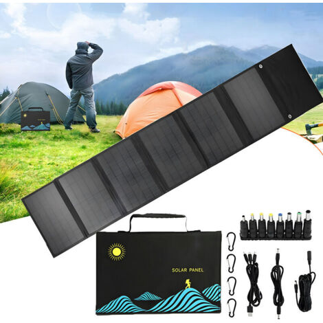 60W Panneau Solaire Pliable Sac Usb + Dc Sortie Chargeur Solaire Portable Pliable Solaire Dispositif De Charge Extérieure Portable Alimentation