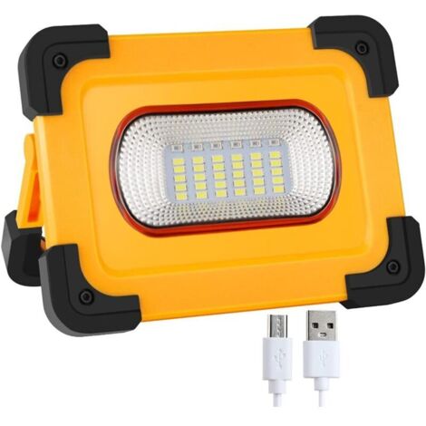 60W Projecteur LED Exterieur Solaire Rechargeable Projecteur Chantier Étanche avec Batterie 7800mAh 4 Modes d'éclairage Lampe de Travail Lanterne Portable Pour Camping, Garage, Atelier