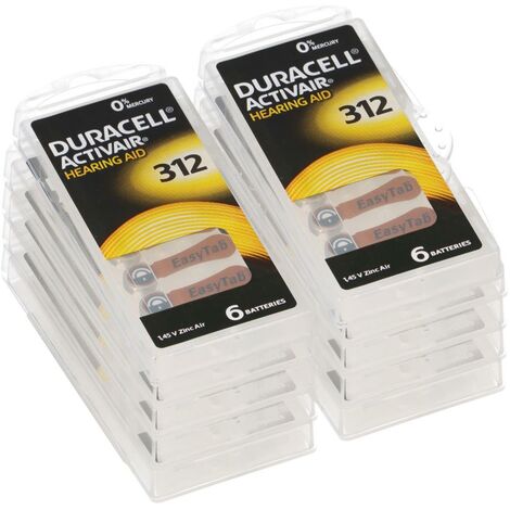 60x Duracell Hörgerätebatterie DA312 Zn 1,4V Hearing Aid