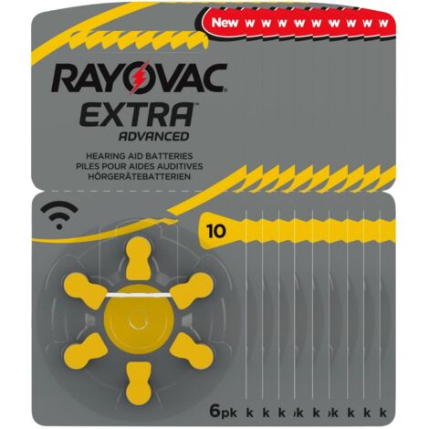 60x Rayovac Hörgerätebatterie Zinc Air, 10, 1.4V Extra Advanced 10x 6 Blister