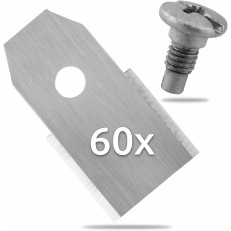 60x Stainless Steel Replacement Blades Compatible with Husqvarna Gardena McCulloch Rob Flymo Yardforce Matrix Grizzly Brast - Includes Screws