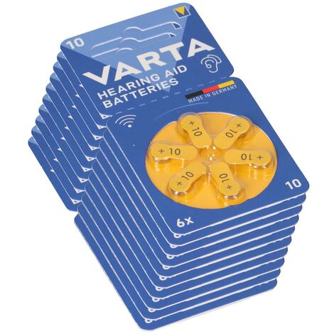 60x Varta Hearing Aid Batterie 10 PR70 Hörgerätebatterie