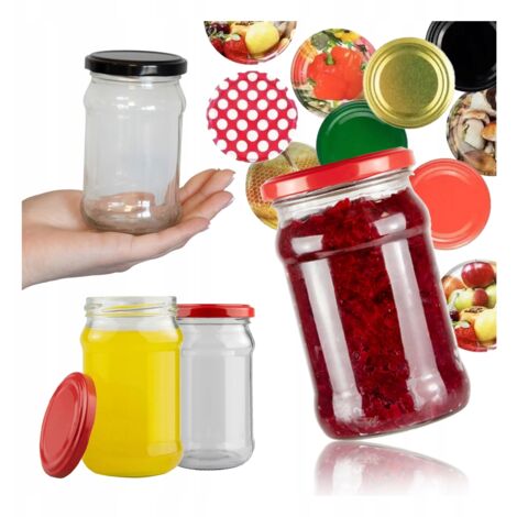 60x Vasetti in vetro 315 ml BARATTOLO PER MARMELLATA, MIELE, CONSERVE + TAPPO Fi66