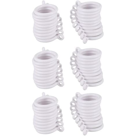 60X White Interior Plastic Curtain Rings, 25mm