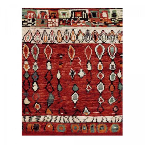 140x140 carre - Tapis berbère style tapis carré 140x140 Berber MOROCCO Rouge OEKO TEX idéal pour le salon - Rouge