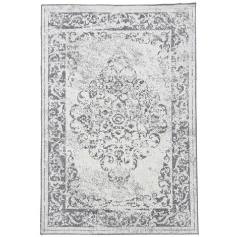 Tapis exterieur cm Rectangulaire BC MEDAILLON REVERSIBLE Argent Terrasse, jardin adapté au chauffage par le sol