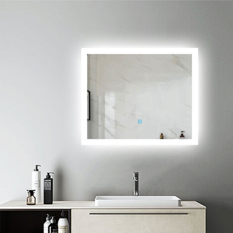 LED Badspiegel 50-120cm Touch Antibeschlage Kaltweiß 6000k Honrizontal&Vertikal kupferfrei Badezimmerspiegel mit Beleuchtung