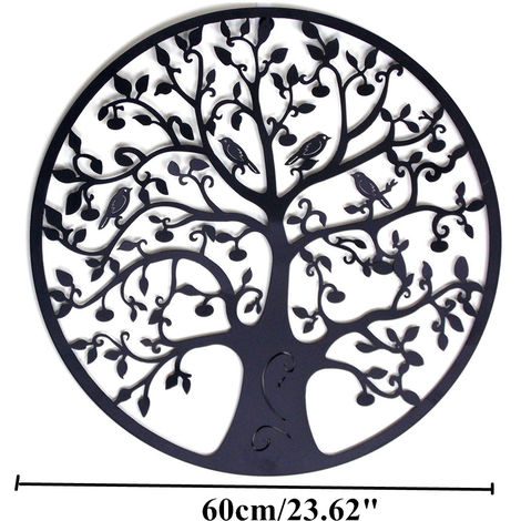 Stencil Da Parete Albero Della Vita.60x60cm Albero Della Vita Arte Della Parete In Metallo Scultura Rotonda Appesa Decorazione Del Giardino Di Casa Lavente Lvtb61520