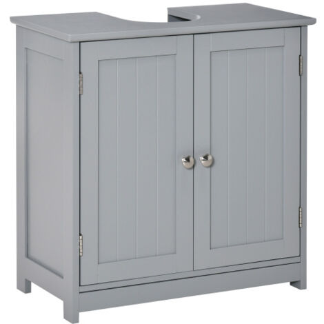 60x60cm Grey Under-Sink Storage Cabinet with Adjustable Shelf and Drain Hole - Bathroom Space Saver Organizer