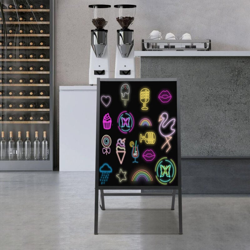 60x80cm Panneau d'affichage led Moderne Affichage de menu debout Noir Panneau d'affichage led