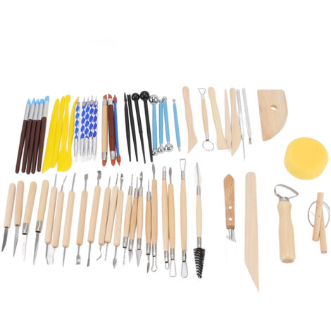 61 Pièces Outils Sculpture Pâte Polymère, Kit Complet Accessoires Modelage avec Sac Toile pour Débutants et Professionnels