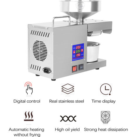 610-W-Ölpressmaschine, Temperaturregelung 0  300 ℃, 38 mm große Zufuhröffnung, für Raps, Erdnuss, Sojabohnenflachs