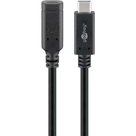 61038 Goobay Câble USB 3.1 Type-C (1 m) Noir - Câble rallonge USB 3.1 Type-C (Mâle /Femelle) - 1 mètre
