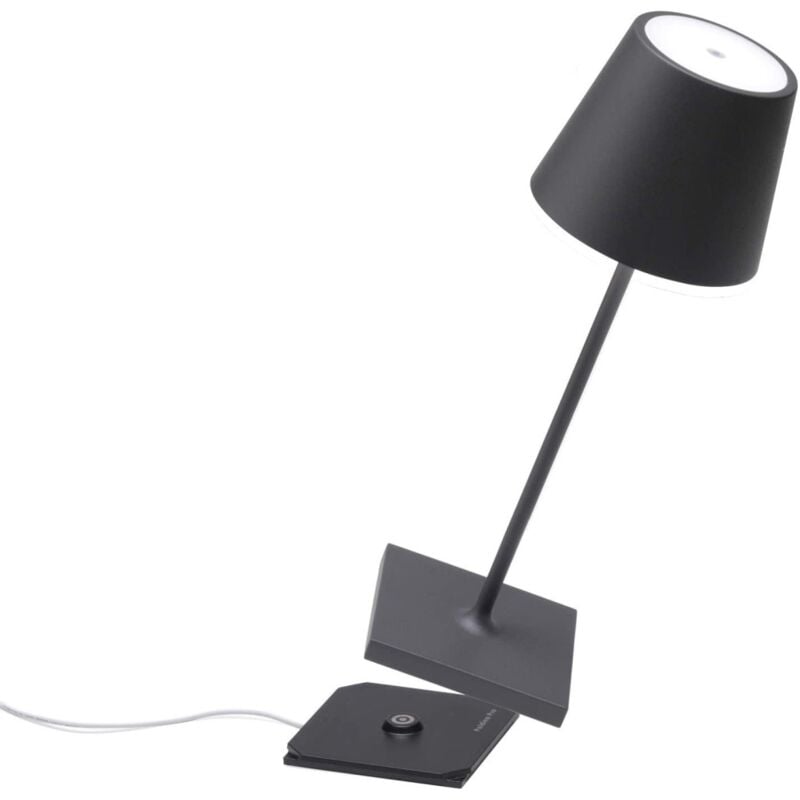 Lampe de table led rechargeable et dimmable Poldina Pro Mini Gris Foncé
