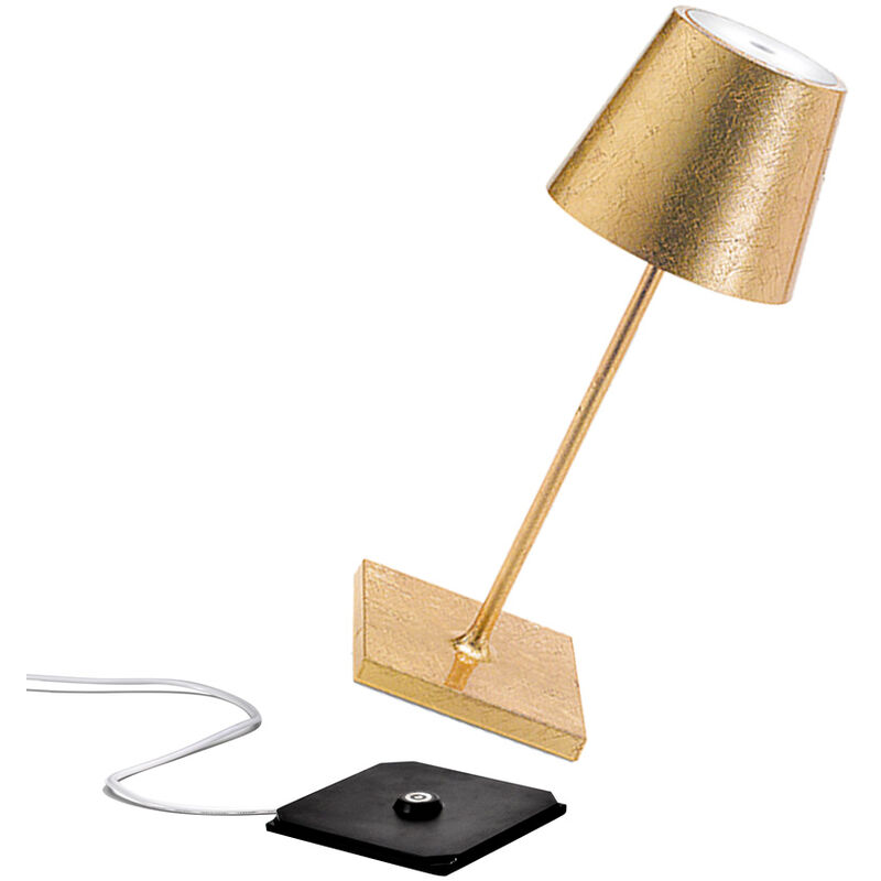 Zafferano - Poldina Pro Mini Lampe de Table, Lampe Portable Rechareable, IP65, Or, 30 cm