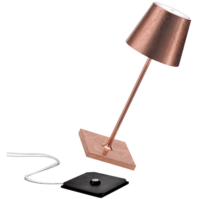 Poldina Pro Mini Lampe de Table, Lampe Portable Rechareable, IP65, Cuivre, 30 cm - Zafferano