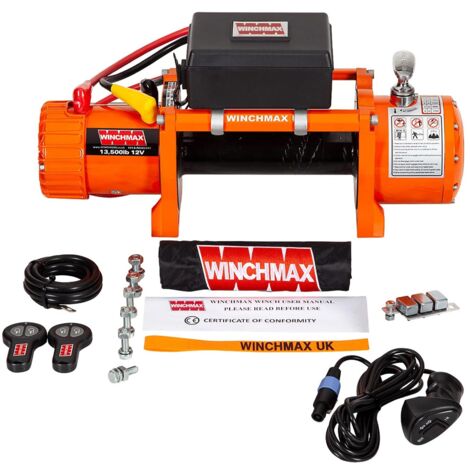 6.123 kg originale orangefarbene 12-V-Elektrowinde. Kein Seil, keine Seilführung. Drahtlose Fernbedienungen.