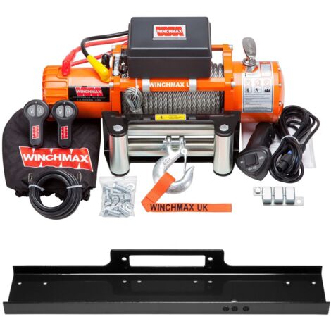 6.123 kg originale orangefarbene 24-V-Elektrowinde. 26 m x 9,5 mm Stahlseil. Montageplatte.