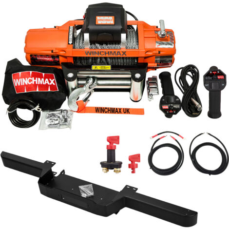 6.123 kg SL Original Orange 12-V-Winde. Defender-Stoßstange. 26 m x 9,5 mm Stahlseil. Isolator.
