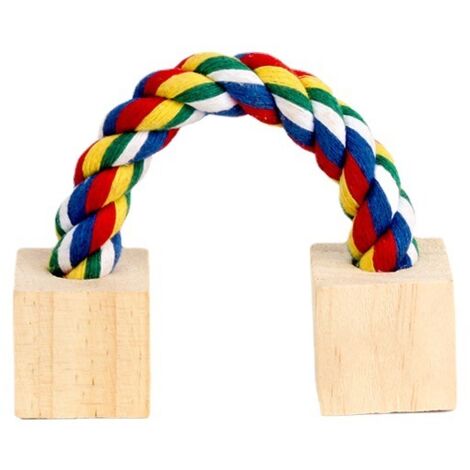 6186 Cuerda de juego de algodón con madera, animales pequeños, 20 cm
