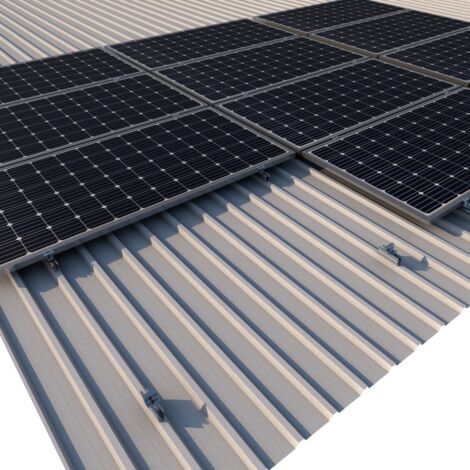 Kit estructura aluminio para 2 paneles en vertical. 30º. Sobre cubierta de  chapa. Sunfer 11V2_30 