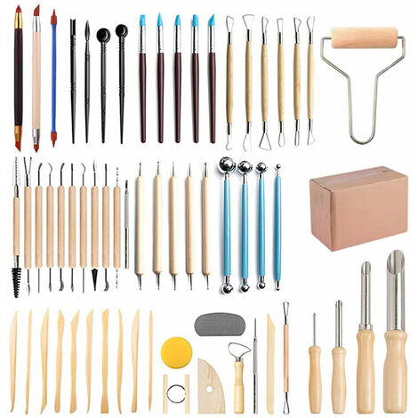 1-61PCS Pottery Clay Sculpting Tools Pottery Carving Tool Kit With Carrying  Case Beginners Professionals Pottery Modeling DIY - AliExpress