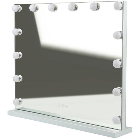 62  52cm Miroir de maquillage horizontal et vertical à petite ampoule blanc