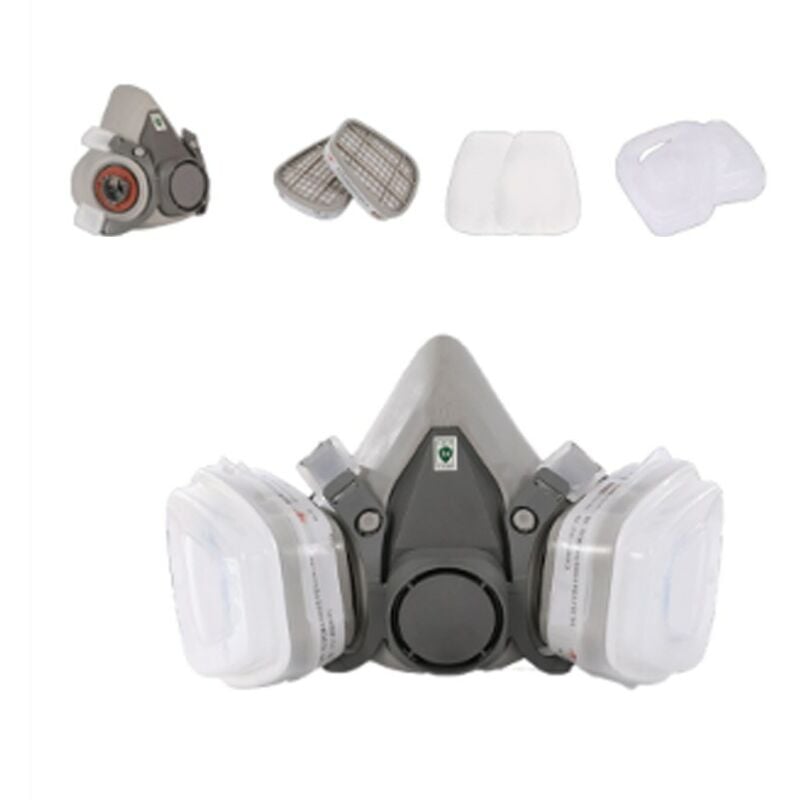 Csparkv - 6200 Masque de Protection Respiratoire Réutilisable, Anti poussière, Anti gaz avec Filtres pour Peinture, Travaux, Bricolage, Ponçage