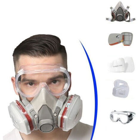 6200 Wiederverwendbare Atemschutzmaske, staubdicht, gasdicht mit Filtern und Schutzbrille für Malerarbeiten, Bauarbeiten, Heimwerken, Schleifen
