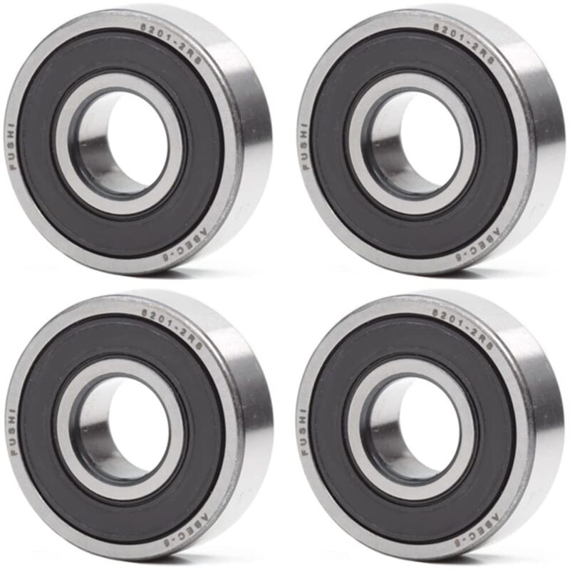 Tinor - 6201-2RS Ball Bearing 12 x 32 x 10 mm - Double Rubber Seal - abec 5 - Pre-Lubricated Ball Bearing - Pack of 4