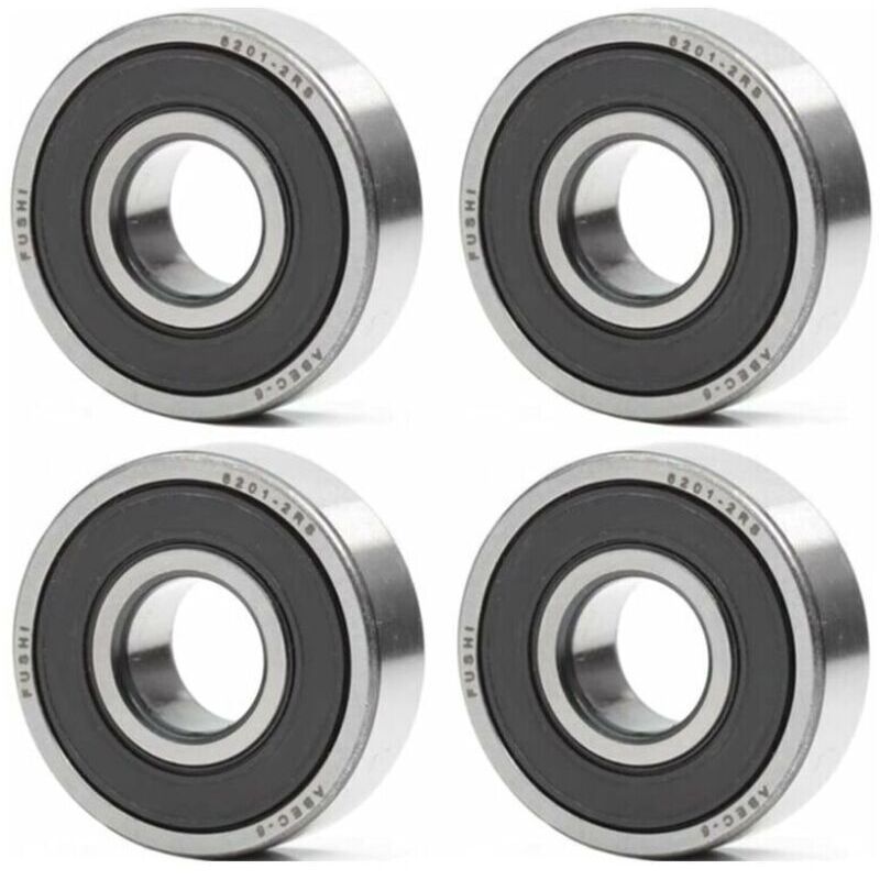 6201-2RS Ball Bearing 12 x 32 x 10 mm - Double Rubber Seal - ABEC 5 - Pre-lubricated Ball Bearing - Pack of 4