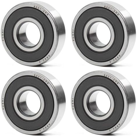 6201-2RS Ball Bearing 12 x 32 x 10mm - Double Rubber Seal - ABEC 5 - Pre-Lubricated Ball Bearing - Pack of 4