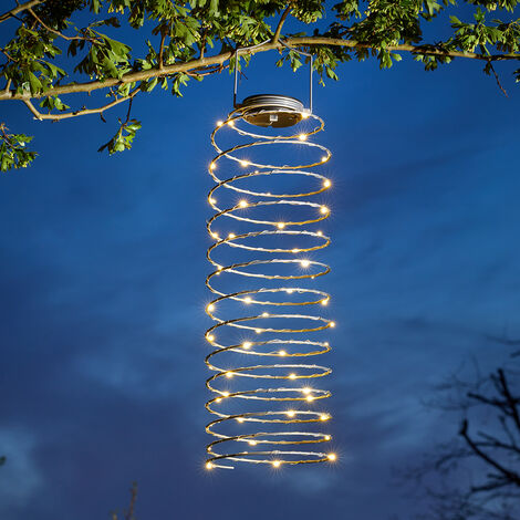 62cm Solar Power Hanging LED Spiral Lantern Lights Outdoor Garden Decor