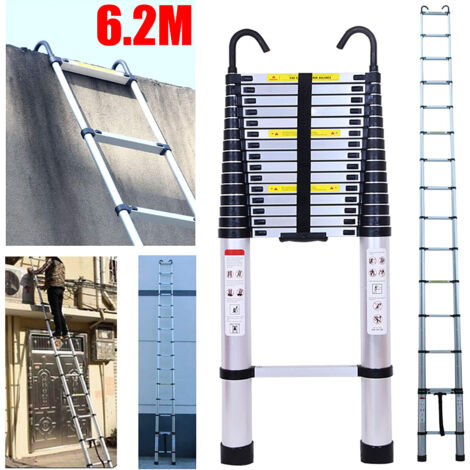 6.2M/20.34FT Telescopic Ladder with Detachable Hook for DIY Home Work Builder