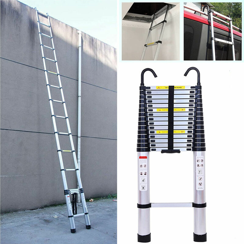 Image of 6.2m Alu Teleskopleiter Stehleiter Anlegeleiter Klappleiter Multifunktionsleiter