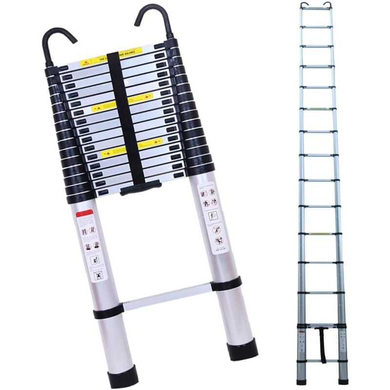 6,2m Échelle Télescopique en Aluminium avec Crochet de Toit Telescopic Floding Ladder Capacité 150kg avec Certificat en 131