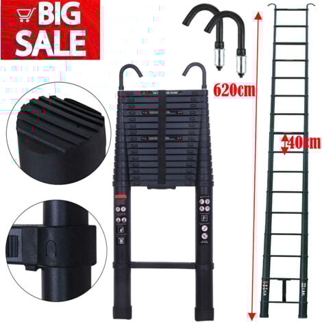 BRIEFNESS 6.2m Ladder Aluminum Multi-Purpose Climb Telescopic Extendable Step Safety Hook