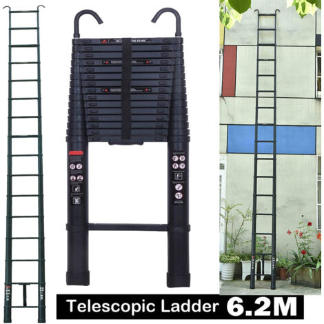 6.2m Telescopic Folding Extendable Extension Ladder Multi Purpose Steps 20.3ft