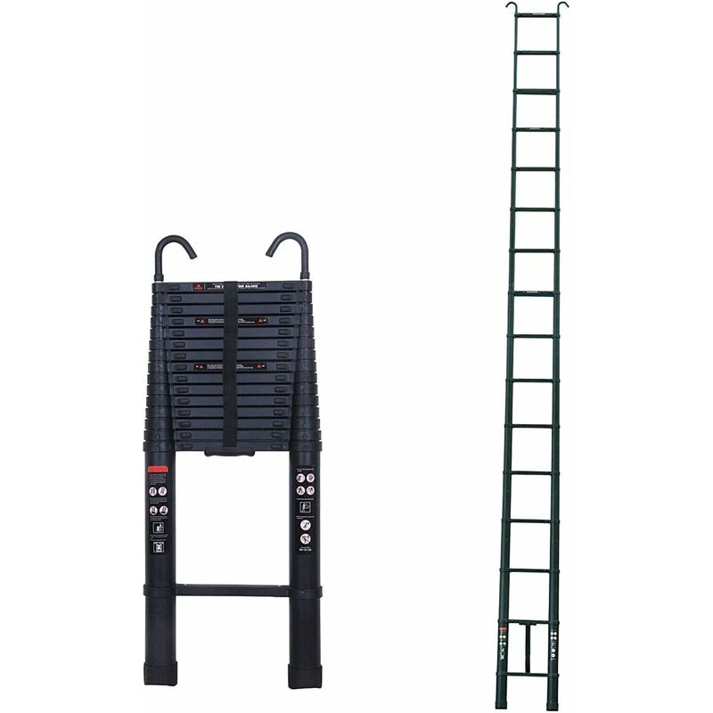 Briefness - 6.2M/20.35ft Telescopic Ladder Multi-Purpose Extendable Step Aluminium Folding Portable Space-Saving Ladders EN131 Certificate Max Load