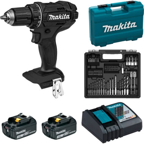 62NM (Black) BL1830X2 + 74 Teile BI-Schraubbohrer - MAKITA - DDF482FX1B
