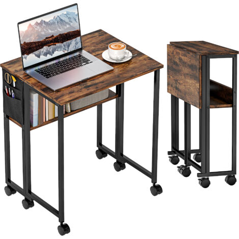 63 cm Drop Leaf Writing Work Desk - Rustic Brown