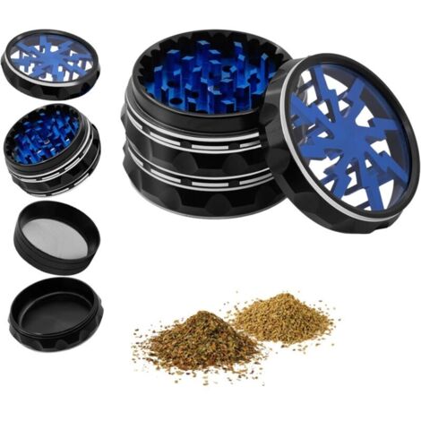 6,3 cm Gewürzmühle aus Aluminiumlegierung, tragbare Kräutermühle für die Küche – Schwarz/Blau